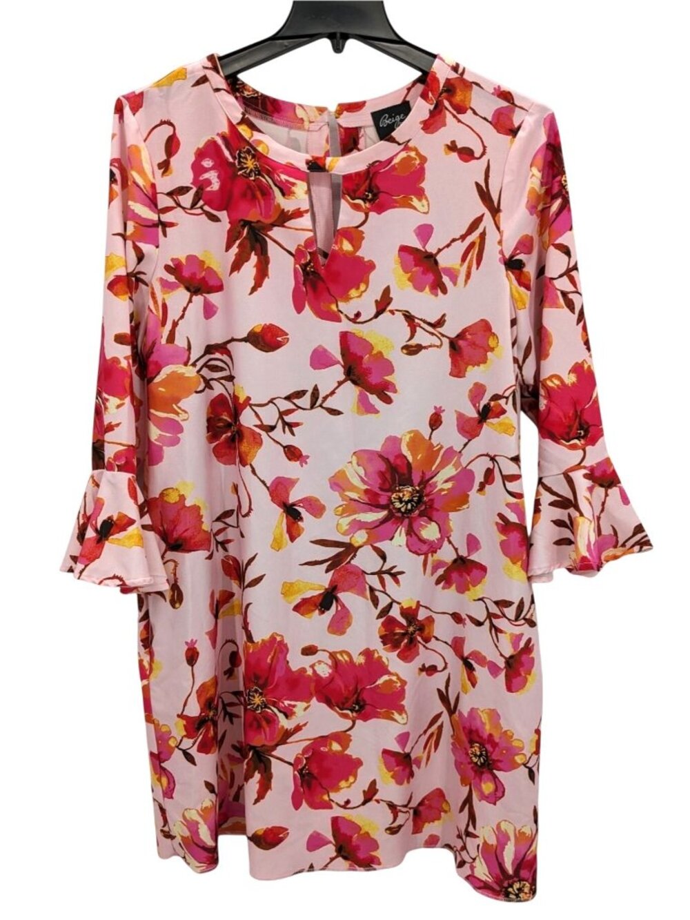 Floral Bell Sleeve Shift Dress Watercolor Art Bloomcore Romantic Cottage XLarge